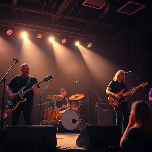 Music video still featuring a Seattle-based band performing live.